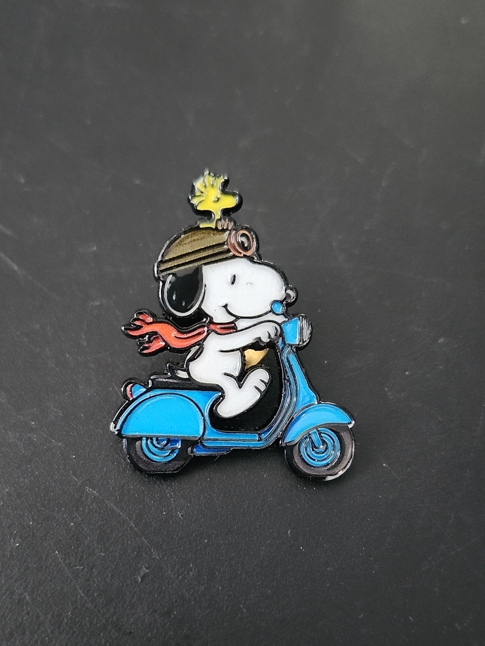 Peanuts Snoopy and Woodstock Enamel Pin - Blue Scooter